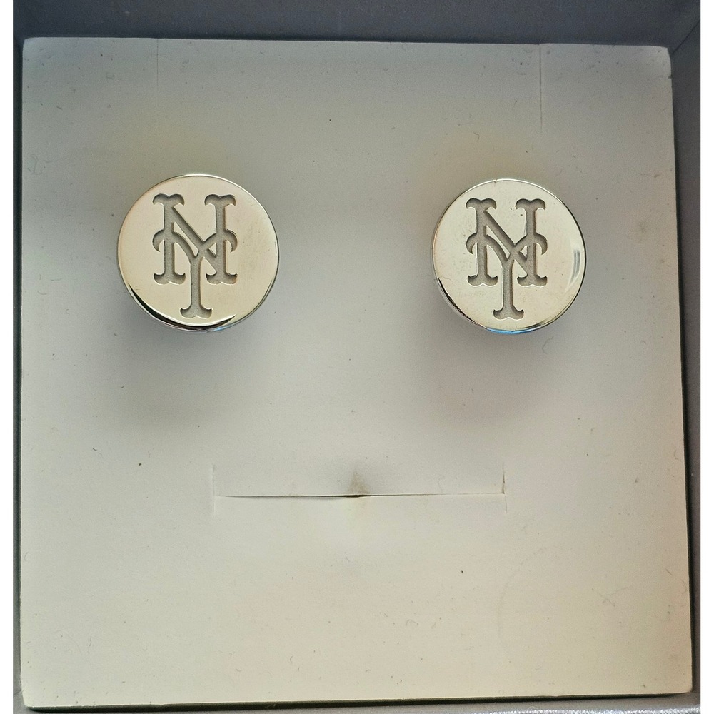 New York Mets Sterling Silver Cufflinks MLB Baseball Logo Silver 925 Round